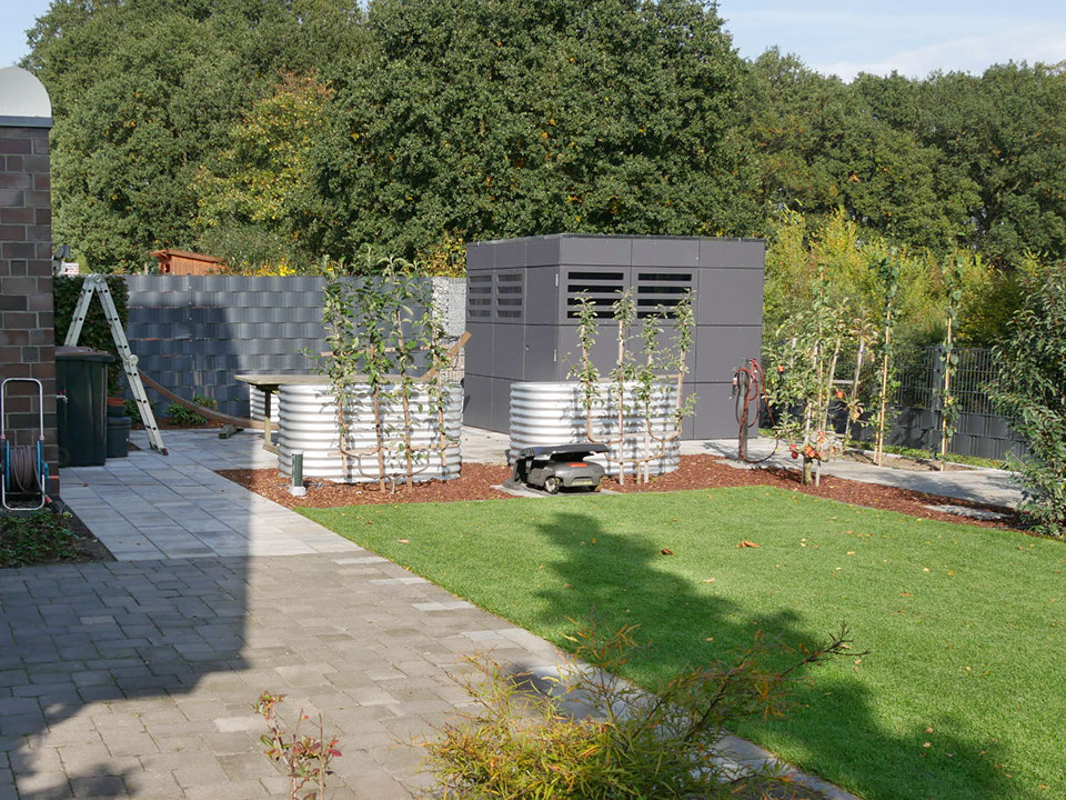 Naschgarten, Nutzgarten, modernes Gartenhaus, Gartengestaltung, Gartenplanung, Wesel, Gilhaus