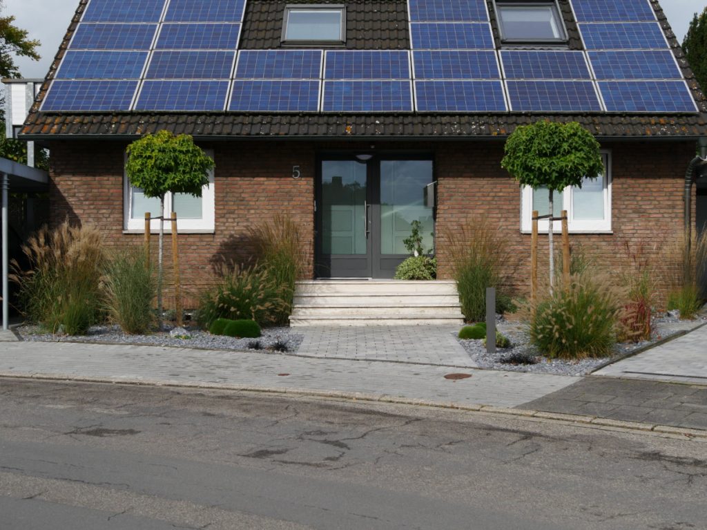 der neue Vorgarten mit lockeren, strukturgebenden Gräsern und Gehölzen